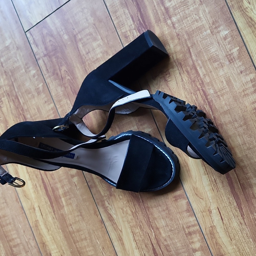 Stuart Weitzman Wiona Black Suede Sandals